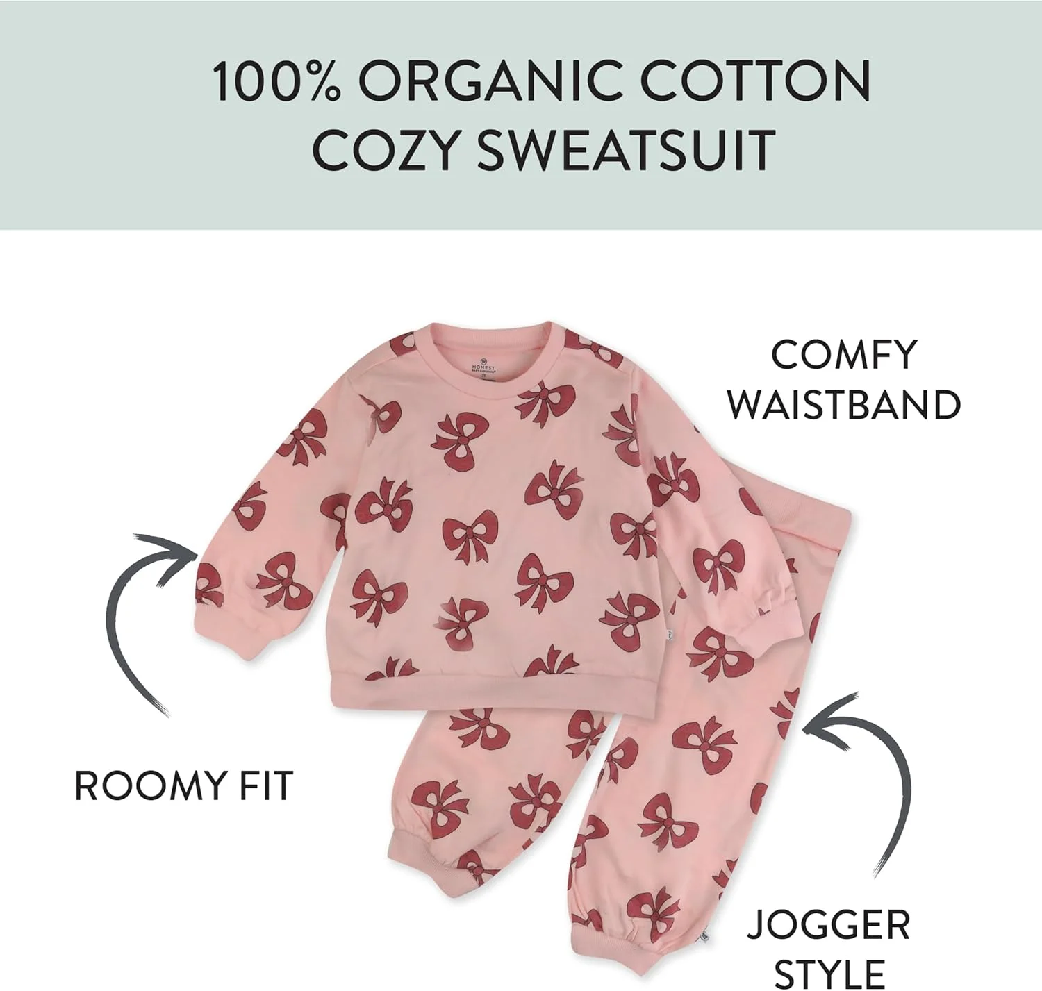 ست دو تکه بلوز و شلوار پشمی نرم دخترانه کودک HonestBaby، 100% پنبه ارگانیک برای نوزاد و کودک نوپا (بسته 2 عددی)