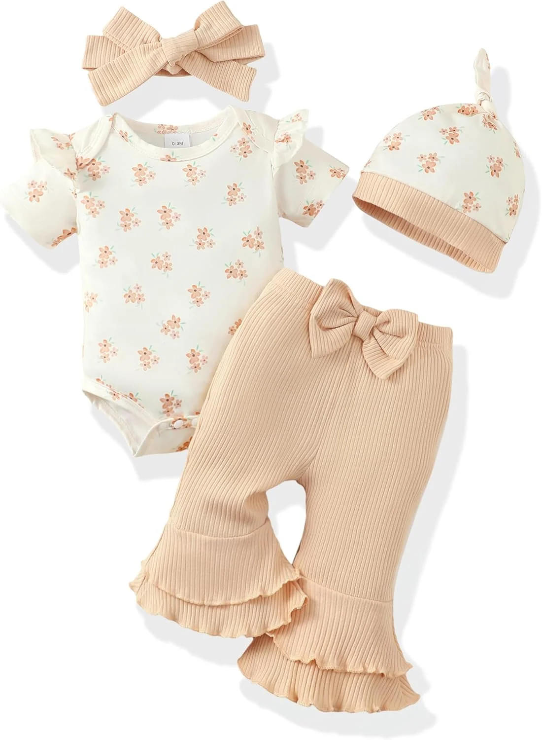 لباس نوزادی دخترانه Renotemy، رامپر، ست لباس بهاری و تابستانی، شلوار دمپا گشاد برای دختران، سایز نوزاد نارس تا 12 ماه