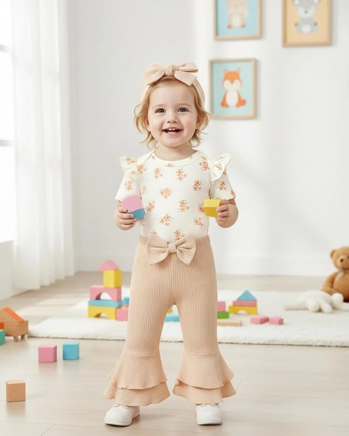 لباس نوزادی دخترانه Renotemy، رامپر، ست لباس بهاری و تابستانی، شلوار دمپا گشاد برای دختران، سایز نوزاد نارس تا 12 ماه