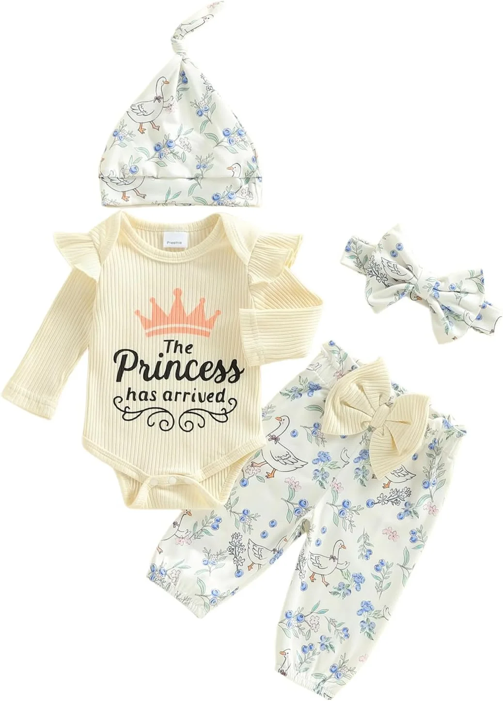 لباس نوزادی دخترانه، ست بلوز چین‌دار و شلوار طرح گل، لباس‌های زیبای تابستانی