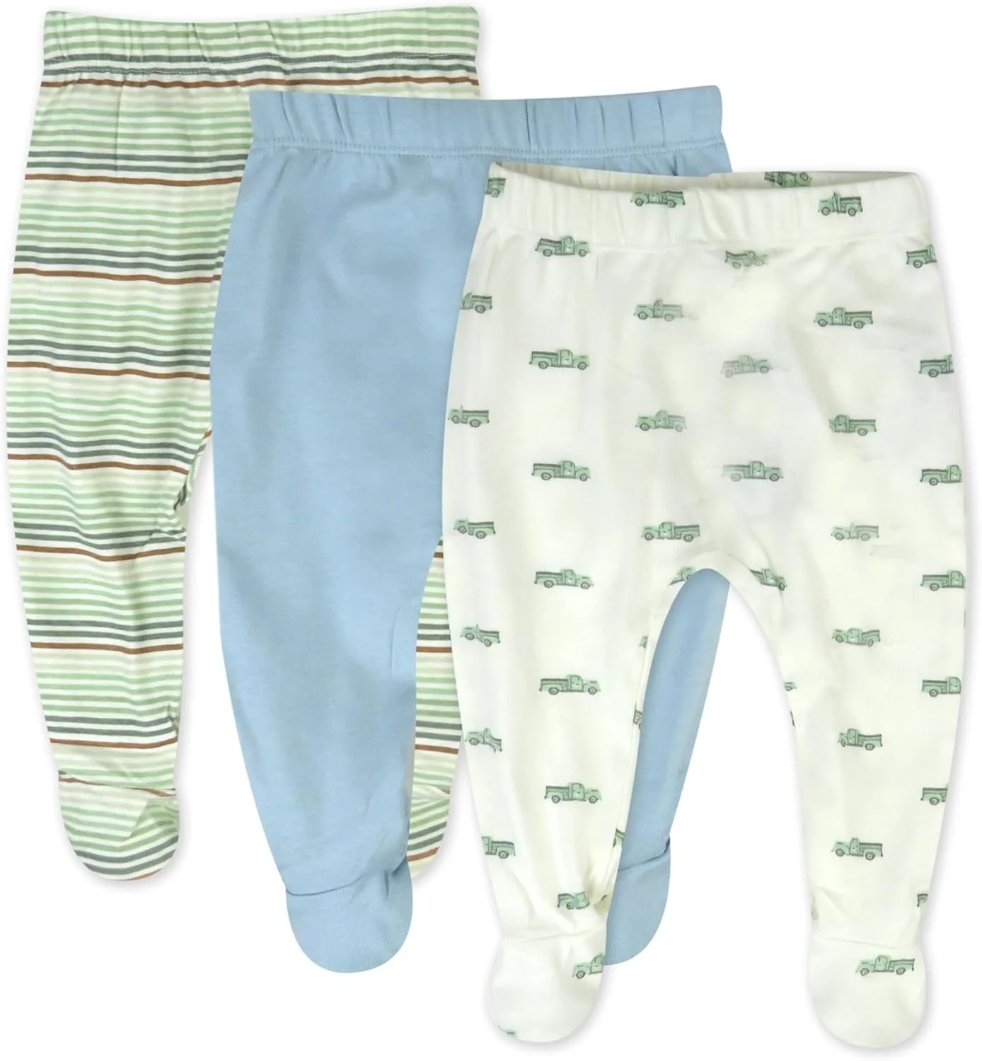 شلوار راحتی نوزاد ارگانیک پنبه ای پا دار طرح هارم، بسته 3 عددی