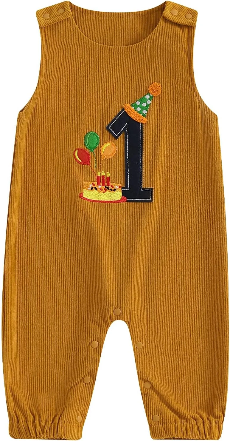 رامپر سرهمی نوزادی پسرانه Geagodelia، لباس کامل نوزاد پسر، گلدوزی حروف تولد، سرهمی دکمه دار، لباس تولد برای نوزاد پسر
