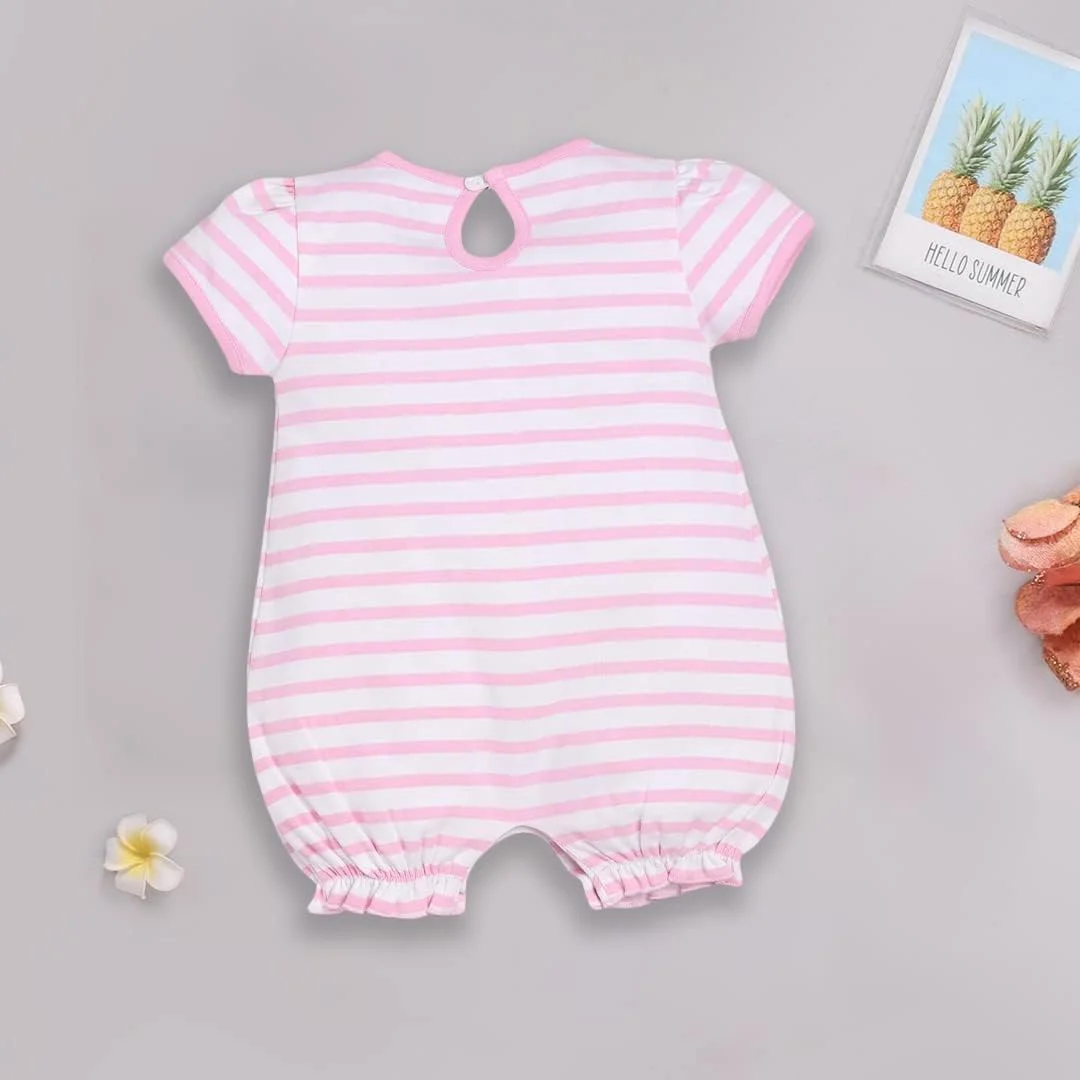 رامپر آستین کوتاه نوزادی BabyGo | رامپر 100% پنبه برای نوزاد | لباس نوزاد | لباس خواب دخترانه | سرهمی | 0-3 ماهگی | 3-6 ماهگی | 6-9 ماهگی | 9-12 ماهگی | لباس نوزادی
