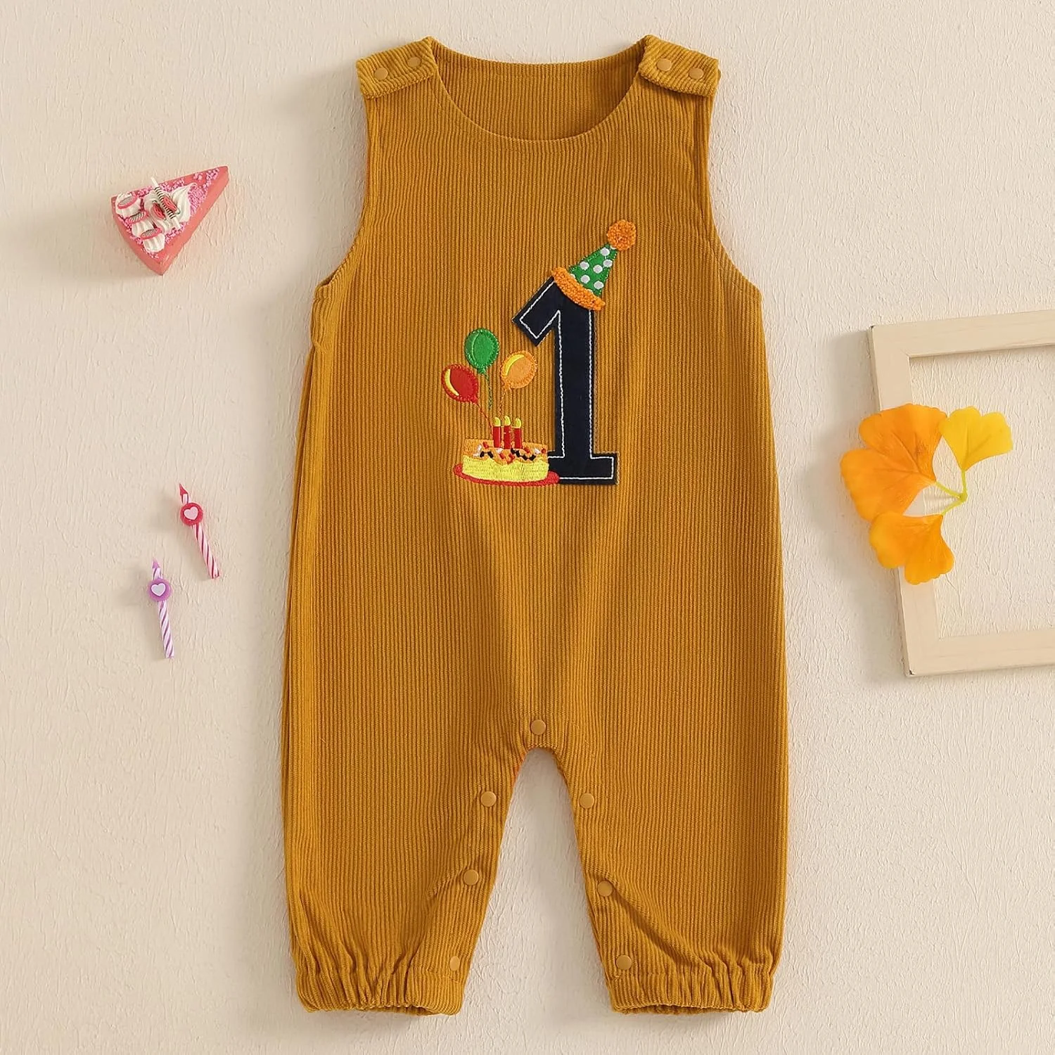 رامپر سرهمی نوزادی پسرانه Geagodelia، لباس کامل نوزاد پسر، گلدوزی حروف تولد، سرهمی دکمه دار، لباس تولد برای نوزاد پسر
