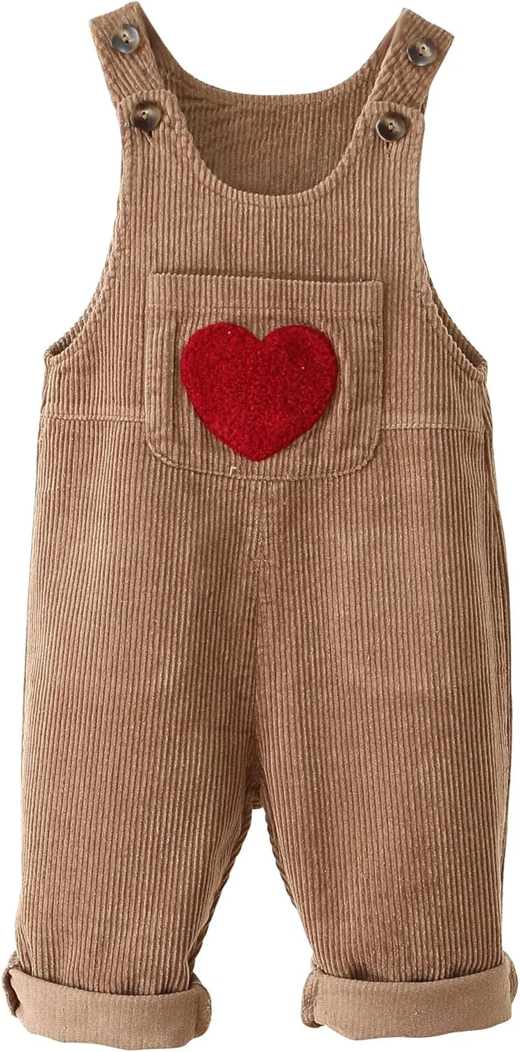 اورال مخملی کبریتی نوزادی پسرانه دخترانه Happy Cherry، شلوار پیش‌بندی کودک نوپا، سرهمی بنددار نوزاد، لباس پاییزی