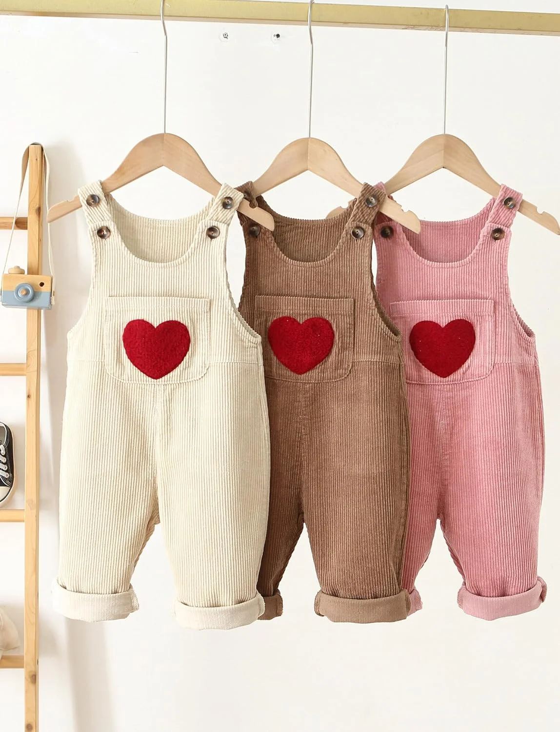 اورال مخملی کبریتی نوزادی پسرانه دخترانه Happy Cherry، شلوار پیش‌بندی کودک نوپا، سرهمی بنددار نوزاد، لباس پاییزی