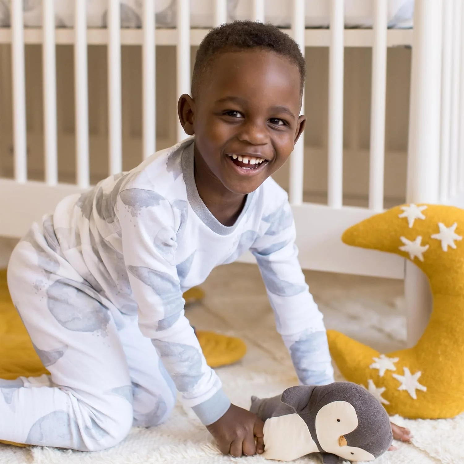 ست لباس خواب دو تکه آستین بلند و شلوار پنبه ارگانیک پسرانه برتز بیز بیبی