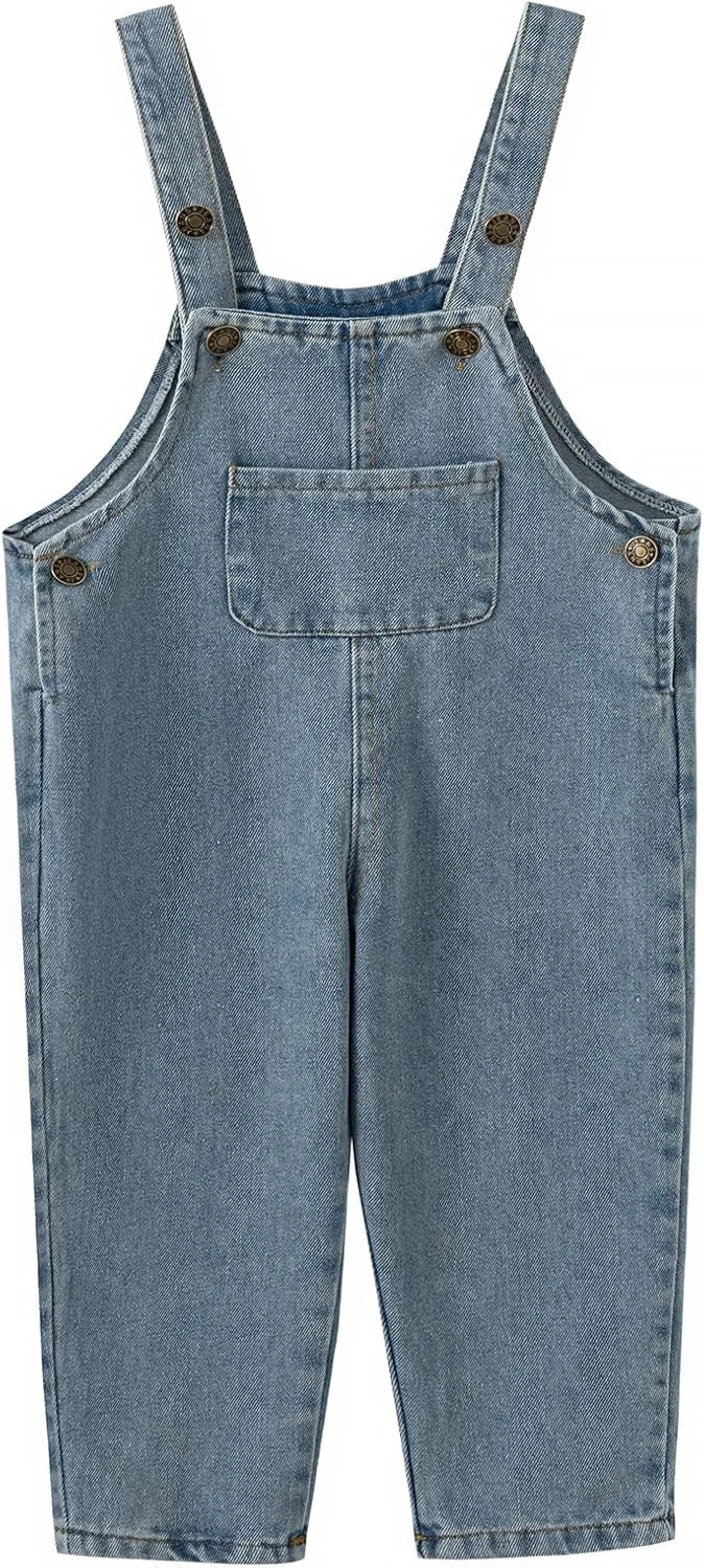 بیلرسوت جین پنبه ای نرم با فیت آزاد برای کودکان، پسران و دختران کوچک، سایز 3 تا 8 سال