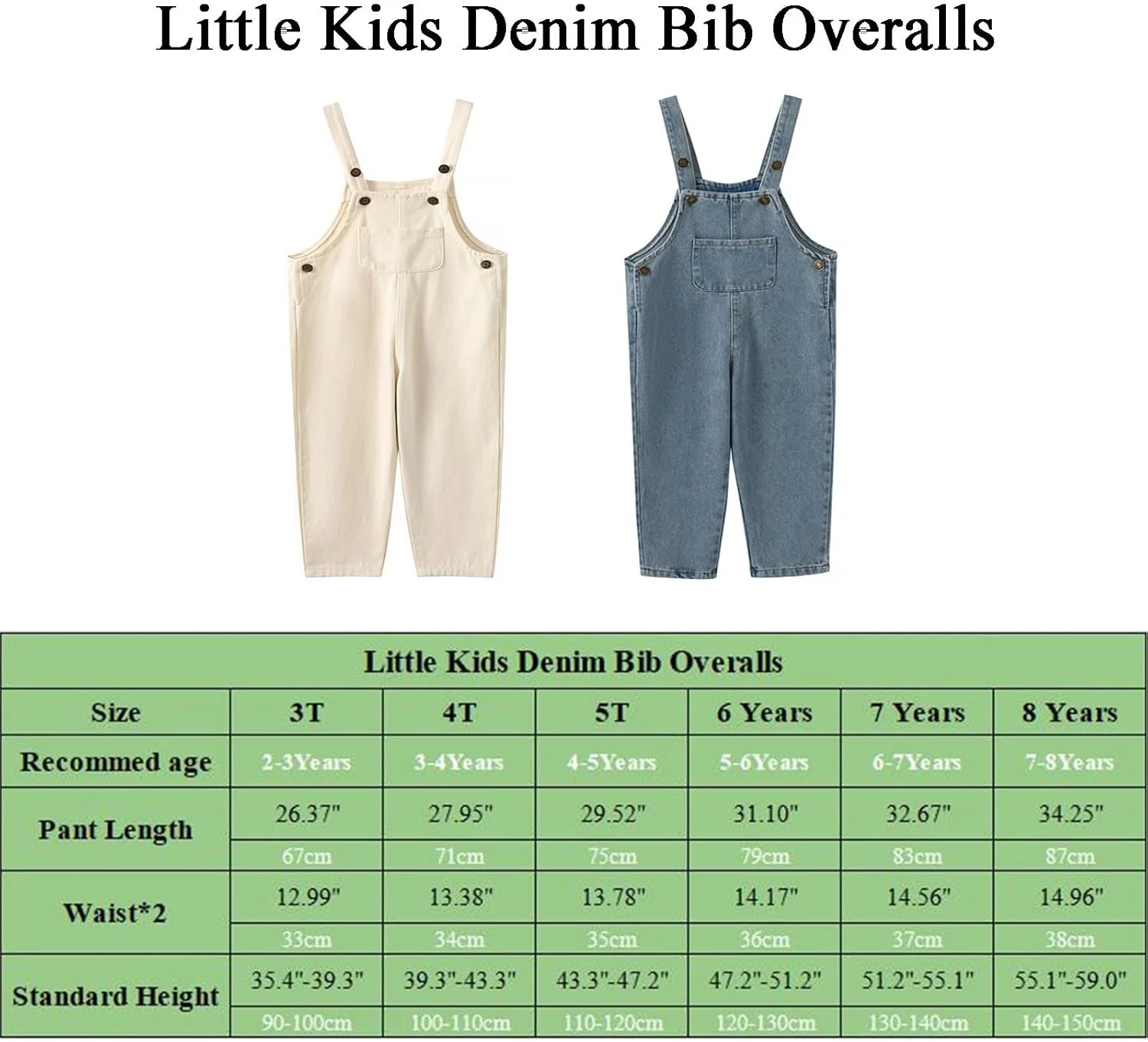 بیلرسوت جین پنبه ای نرم با فیت آزاد برای کودکان، پسران و دختران کوچک، سایز 3 تا 8 سال