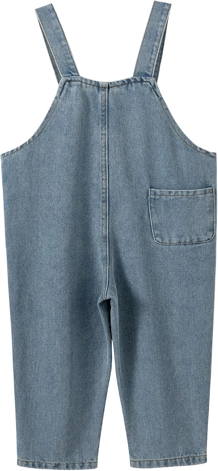 بیلرسوت جین پنبه ای نرم با فیت آزاد برای کودکان، پسران و دختران کوچک، سایز 3 تا 8 سال