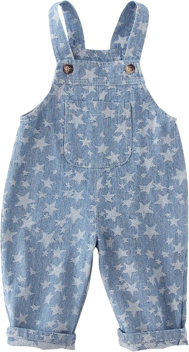 سرهمی جین بچگانه SEAUR، رامپر گشاد دکمه دار با جیب برای کودکان دختر و پسر