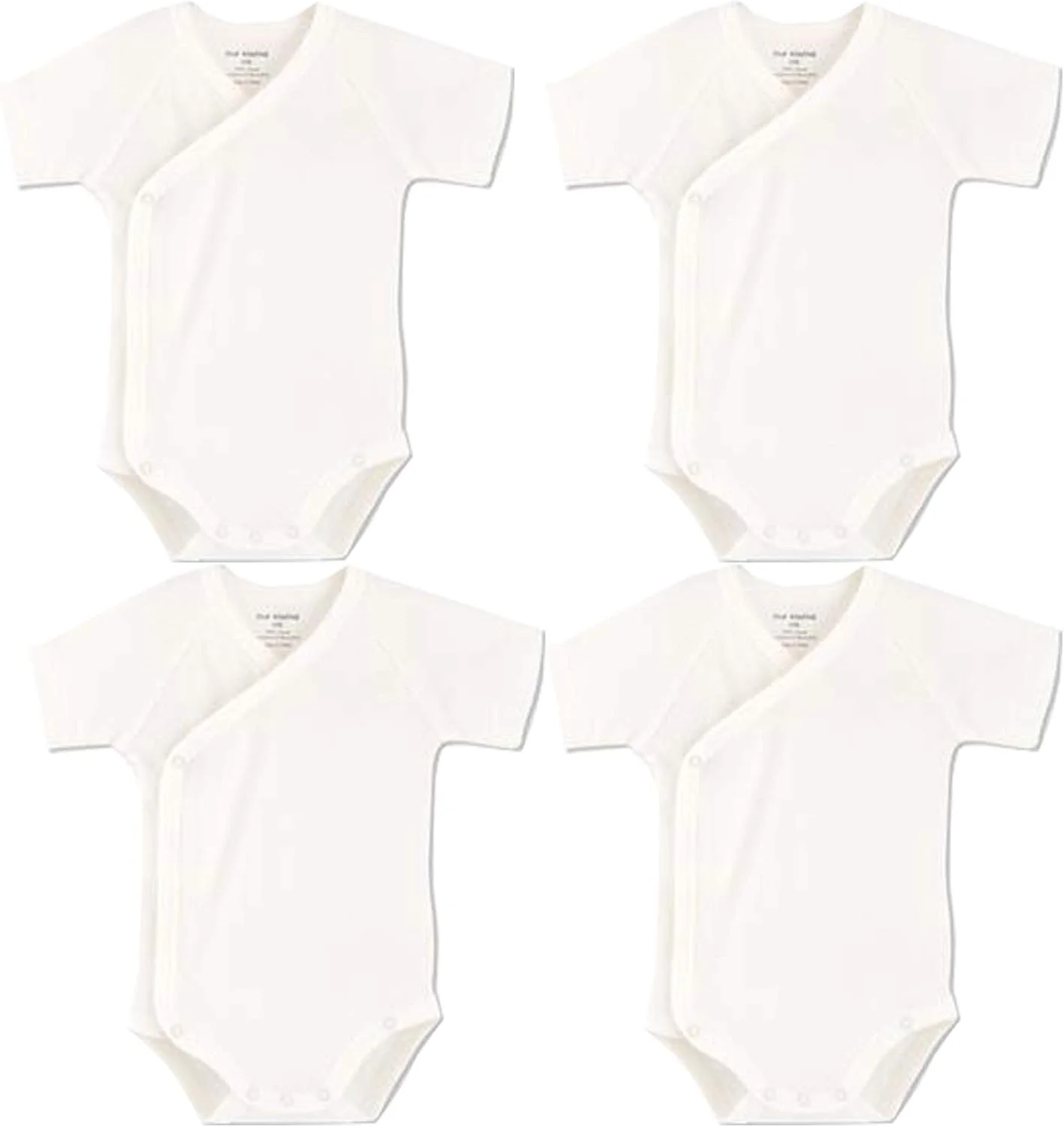 لباس کیمونو آستین کوتاه نوزادی پنبه ای، بادی زیر دکمه دار نوزاد - ست لباس نوزادی