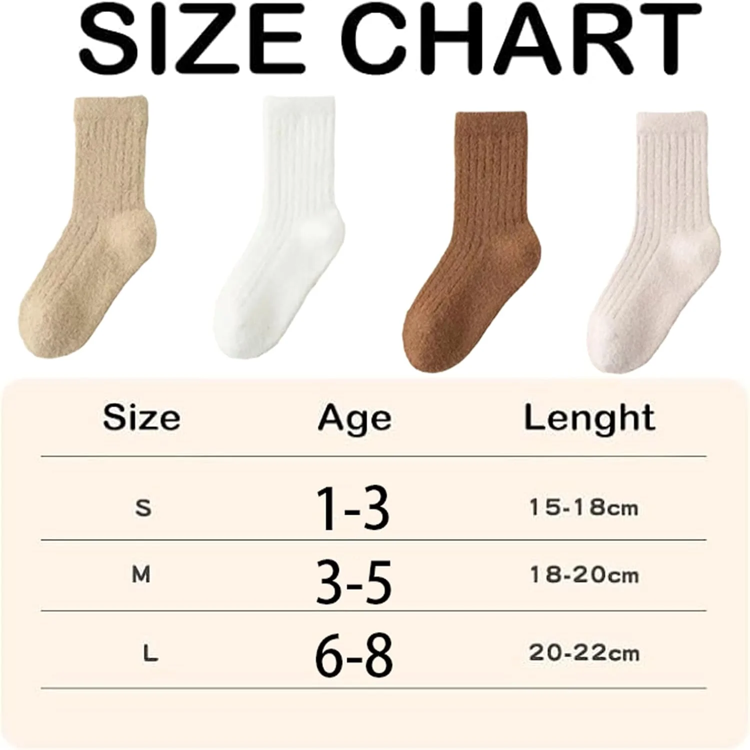 4 جفت جوراب زمستانی گرم و نرم بچگانه، جوراب ساق بلند نخی بچگانه، جوراب های گرم رنگی ساده، جوراب های ضخیم نوزادی مناسب برف، جوراب های نرم و راحت نوزاد و کودک نوپا