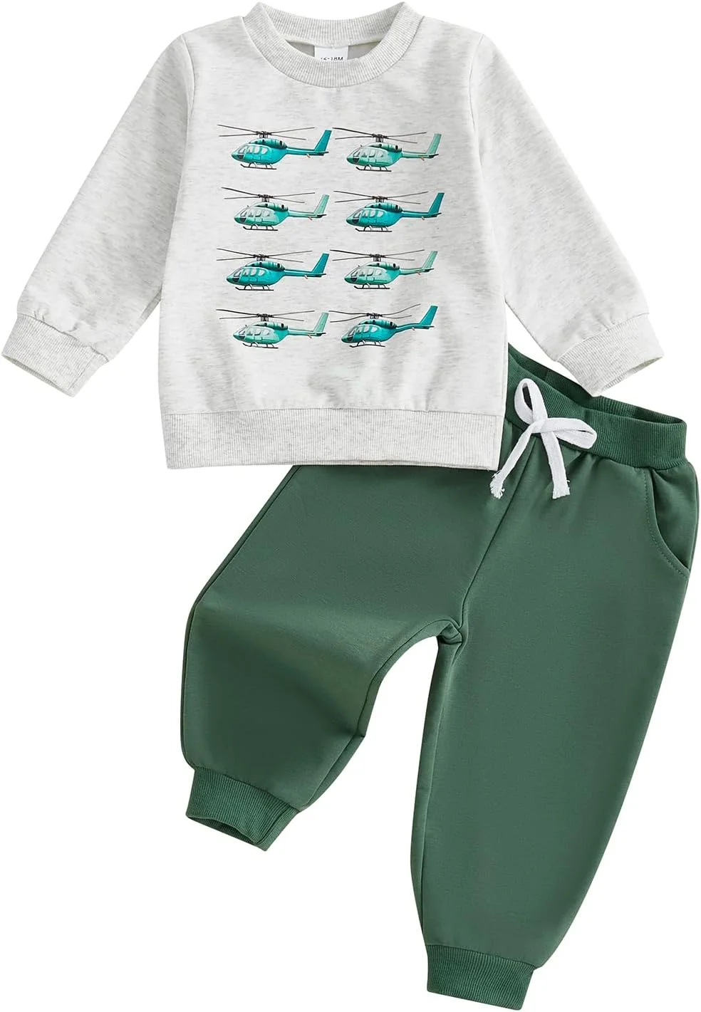 ست لباس پسرانه بچه گانه Fernvia، سایز 2T 3T 4T 5T، طرح کامیون و بیل مکانیکی، بلوز آستین بلند و شلوار کشی، مناسب فصل پاییز