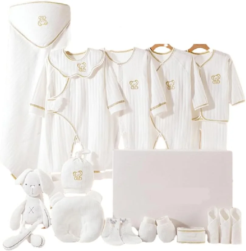 ست هدیه نوزادی HALAYAYA، ست لباس نوزادی، هدیه برای نوزاد دختر و پسر، ست لباس و لوازم جانبی نوزاد از جنس پنبه درجه یک، مناسب برای نوزاد از بدو تولد تا 6 ماهگی