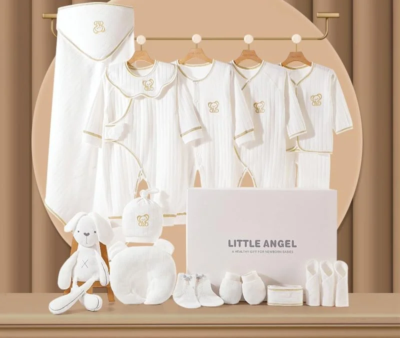 ست هدیه نوزادی HALAYAYA، ست لباس نوزادی، هدیه برای نوزاد دختر و پسر، ست لباس و لوازم جانبی نوزاد از جنس پنبه درجه یک، مناسب برای نوزاد از بدو تولد تا 6 ماهگی