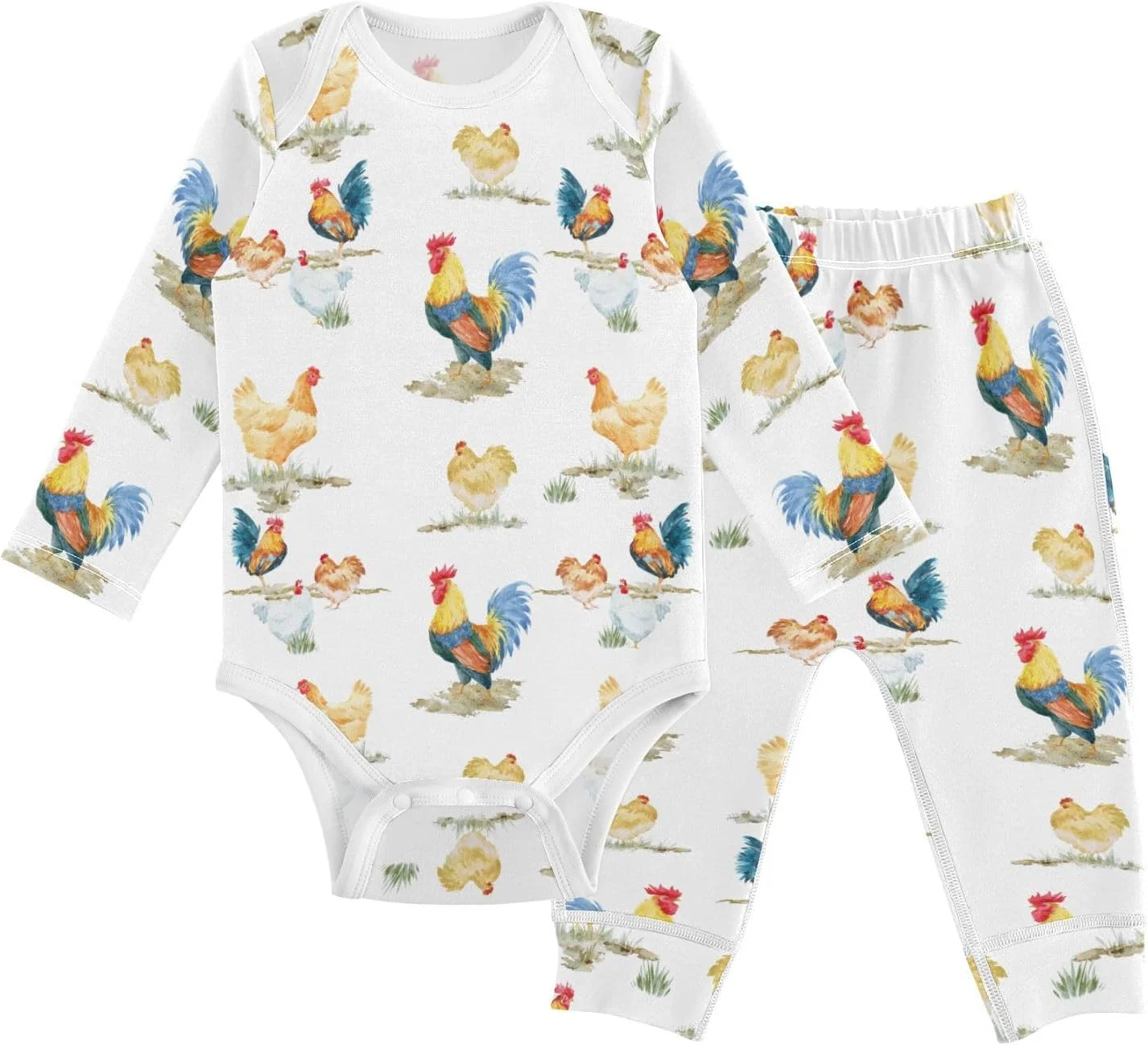 ست لباس بادی و شلوار نوزادی آستین بلند طرح سگ کولی و طرح گاو مناسب پسران و دختران 0-24 ماه