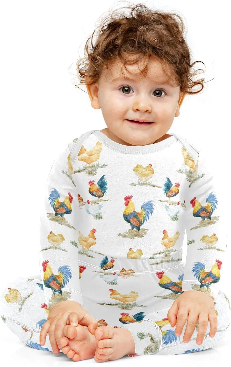 ست لباس بادی و شلوار نوزادی آستین بلند طرح سگ کولی و طرح گاو مناسب پسران و دختران 0-24 ماه