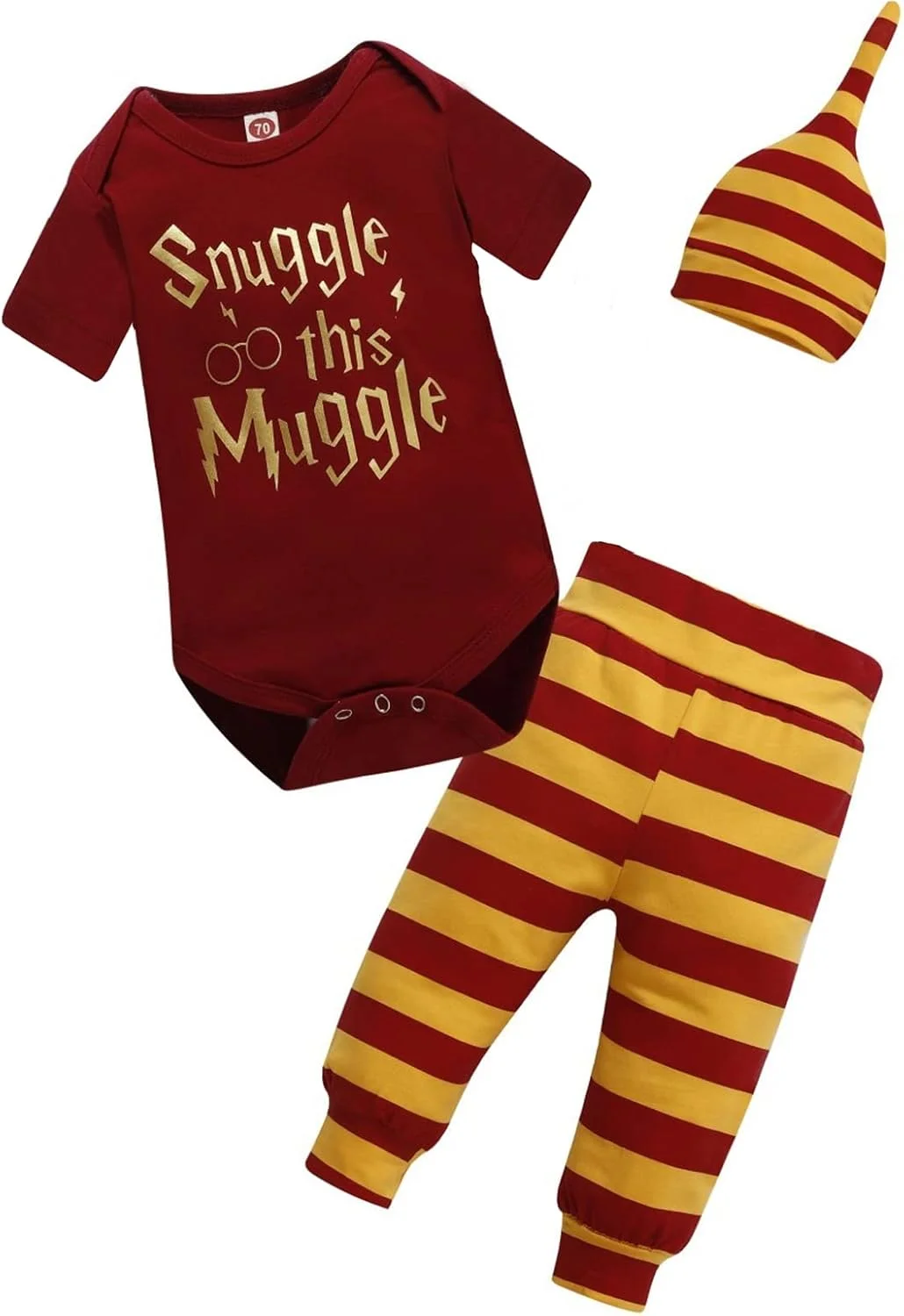 لباس نوزاد پسر، رامپر آستین بلند/کوتاه + کلاه + شلوار راه راه 3 تکه، ست لباس آستین بلند/کوتاه برای نوزادان دختر و پسر