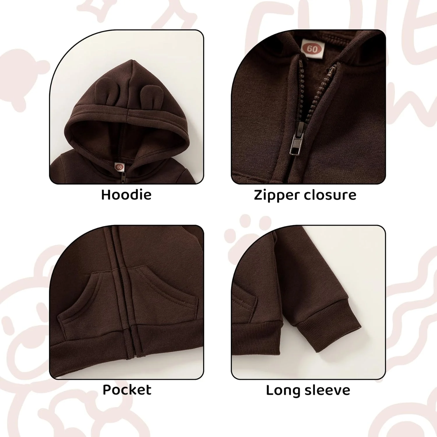 ست لباس بچه گانه شهر شادی، هودی زیپ دار و شلوار رنگ ثابت مناسب پاییز و زمستان