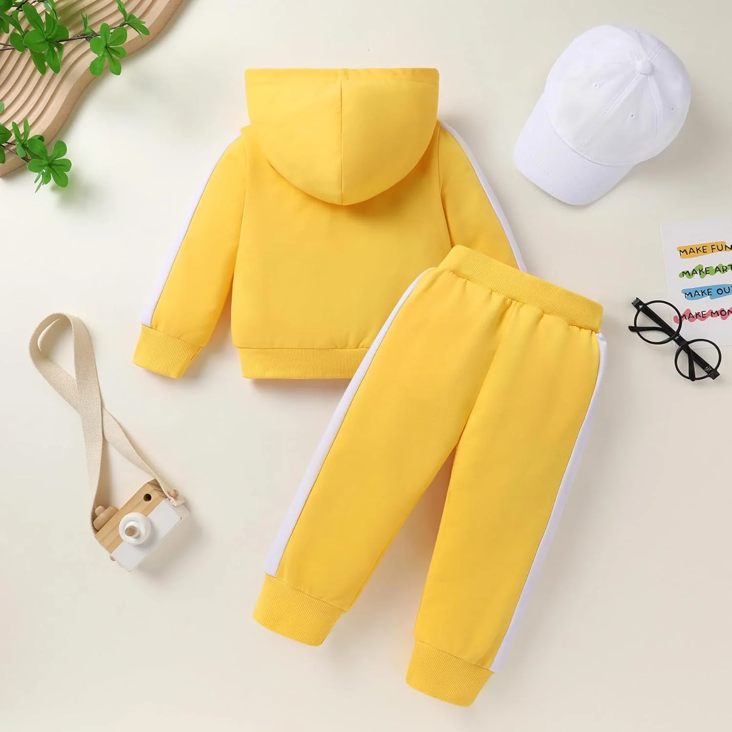 ست لباس گرمکن کلاه دار آستین بلند و شلوار گرمکن نوزاد دخترانه و پسرانه