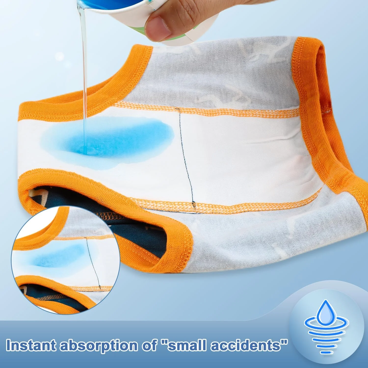 شورت آموزشی کودک MooMoo، لباس زیر آموزشی سفارشی برای دختر و پسر بچه، 6 لایه، آبی (بسته 8 عددی)، 6 سال