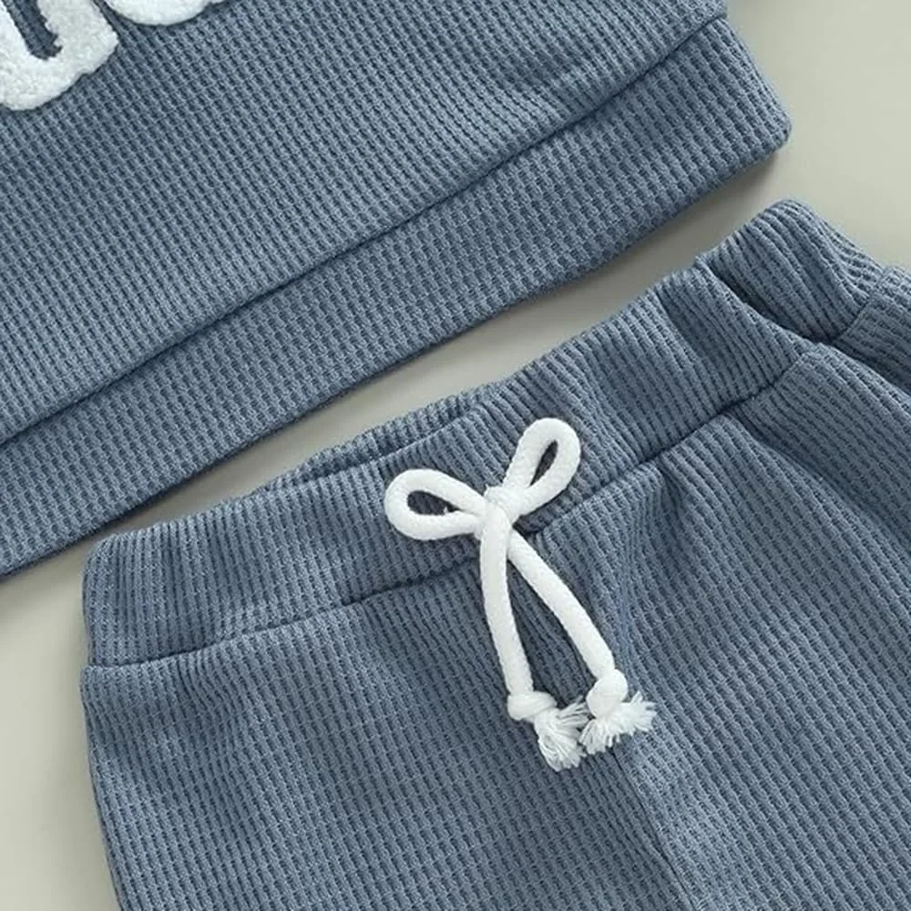 ست لباس نوزادی پسرانه دخترانه آستین بلند بافتنی نرم و تنفسی، شامل بلوز و شلوار مناسب فصل بهار و پاییز، 2 تکه