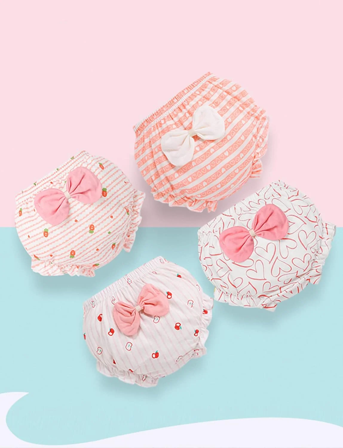 شورت آموزشی کودکانه آوبیگ، مناسب پسران و دختران، زیرپوش نخی با لبه چین‌دار، شورت تنفسی