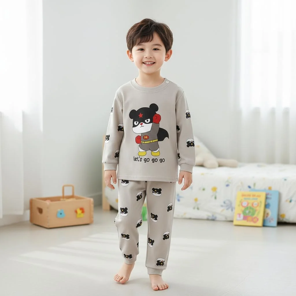 لباس کارتونی دخترانه و پسرانه، بلوز آستین بلند و شلوار، ست دو تکه پنبه ای نرم برای پاییز و زمستان