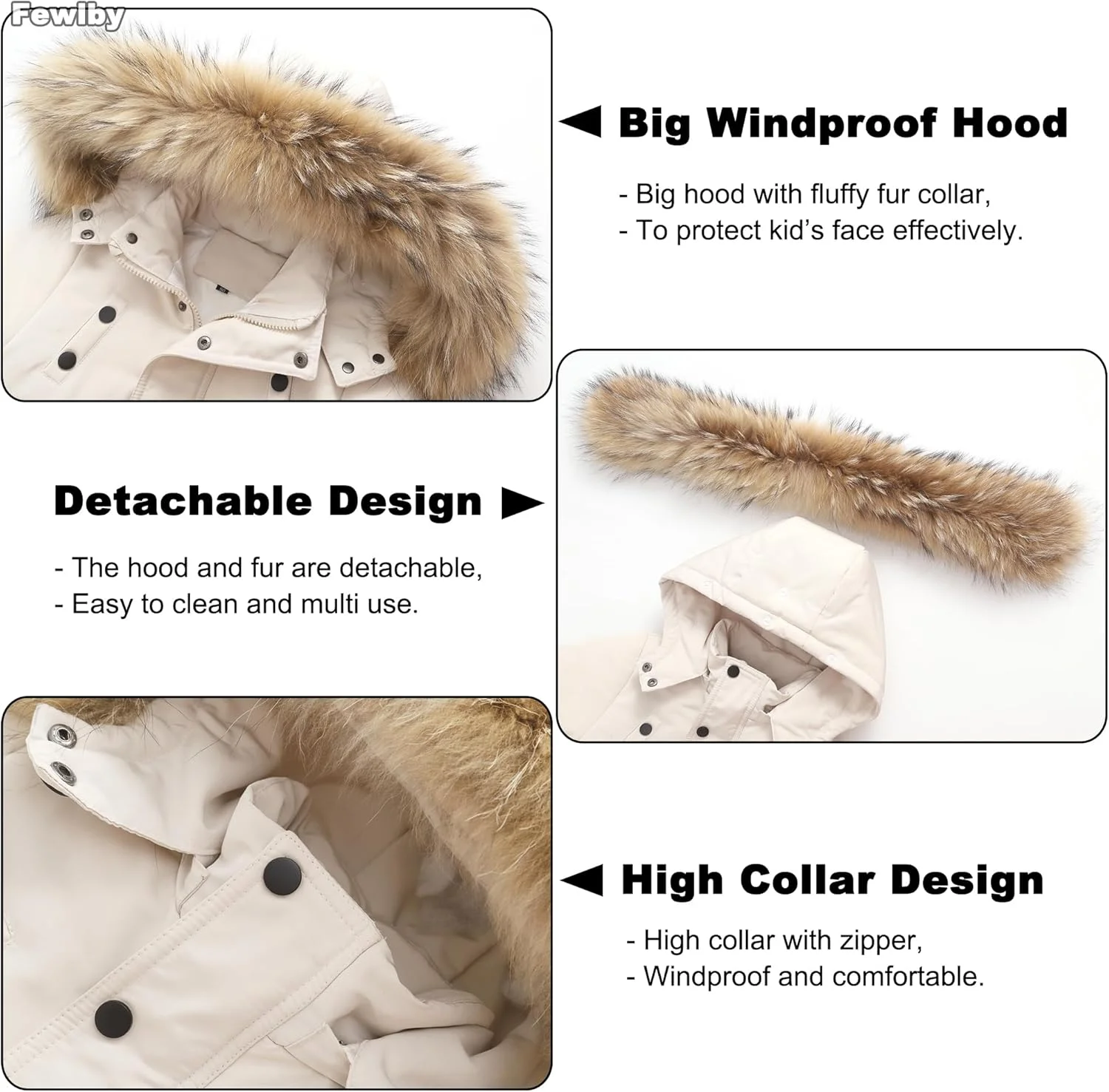 ست لباس زمستانی دو تکه کودکانه Fewlby شامل کاپشن و شلوار پیشبندی مناسب اسکی، سایز 1 تا 6 سال