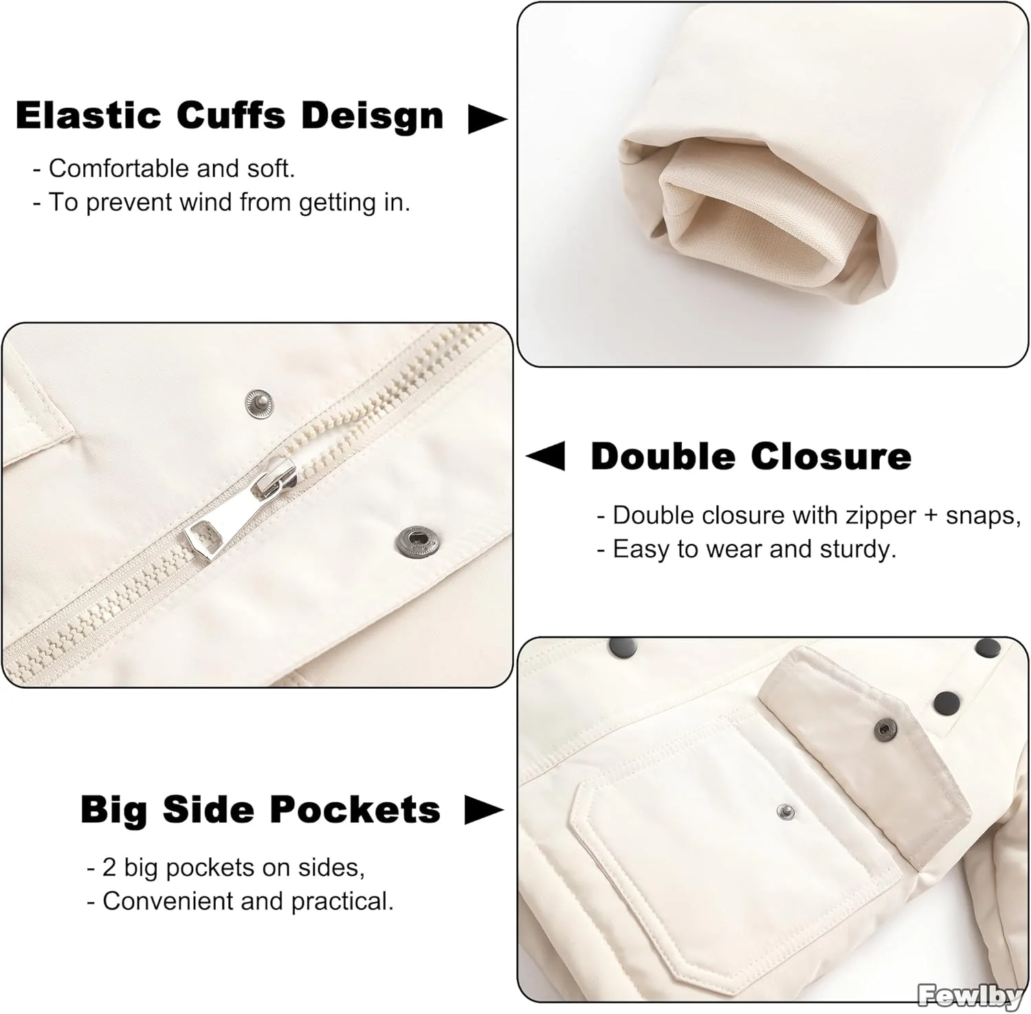 ست لباس زمستانی دو تکه کودکانه Fewlby شامل کاپشن و شلوار پیشبندی مناسب اسکی، سایز 1 تا 6 سال