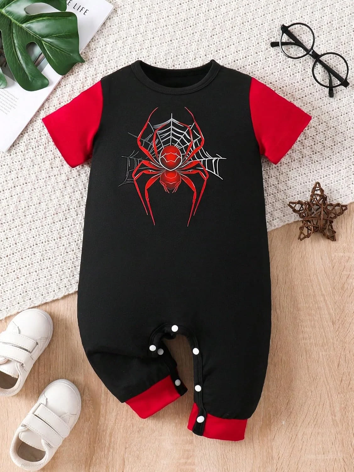 لباس سرهمی نوزادی پسرانه و دخترانه با شلوار دکمه دار، لباس یک تکه نرم