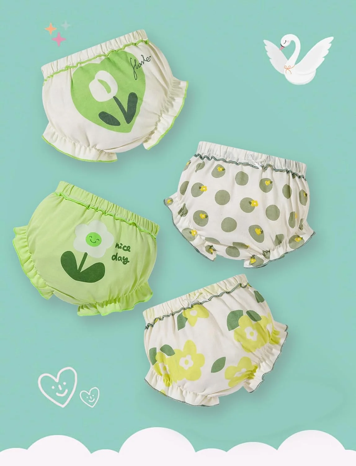 شورت نخی 4 عددی کودک Happy Cherry، مناسب نوزادان و کودکان 6 ماهه تا 6 ساله