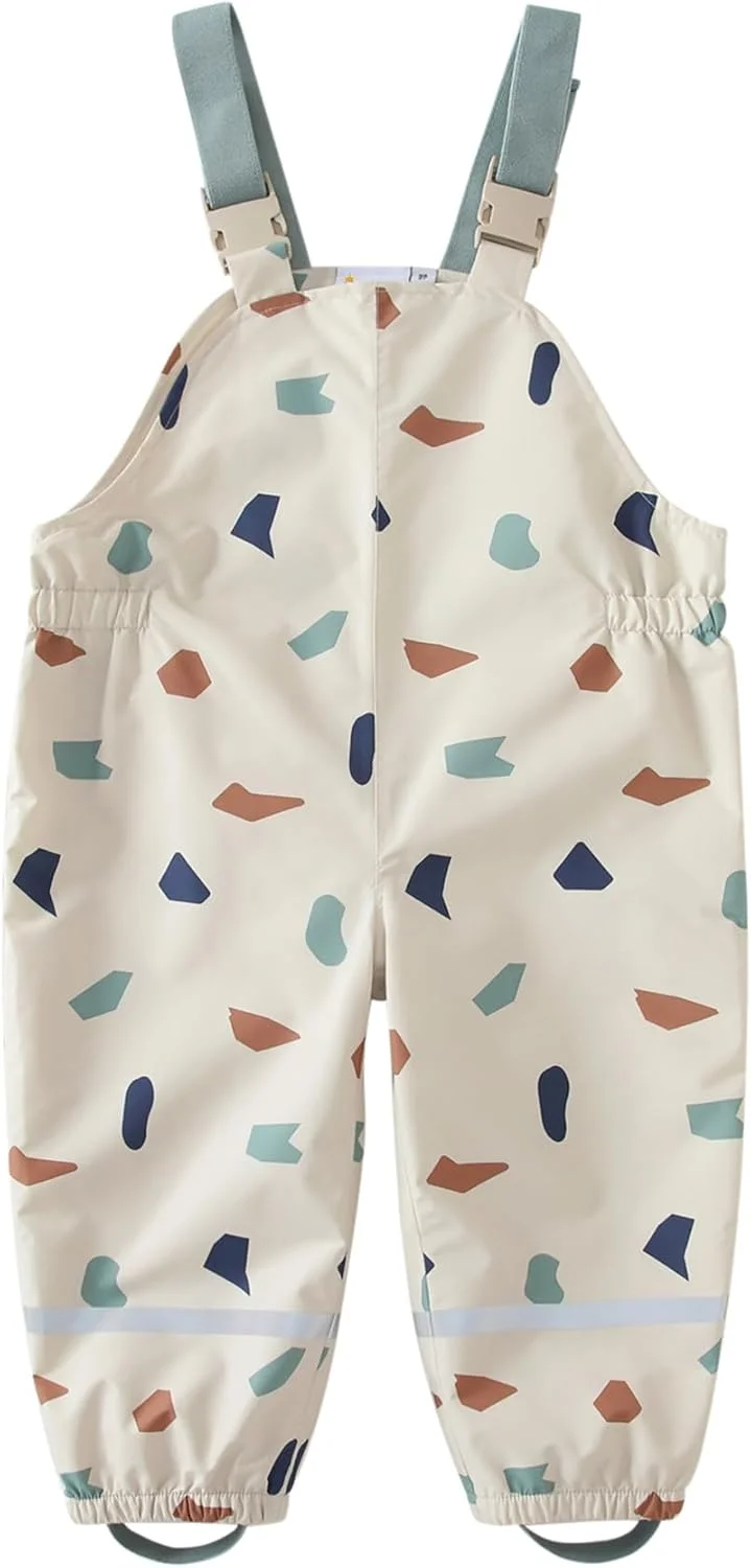 شلوار بارانی بچگانه پسرانه، شلوار پیشبندی بارانی دخترانه، شلوار ضد باد و ضد آب با کمر قابل تنظیم، مناسب 12 ماه تا 8 سال