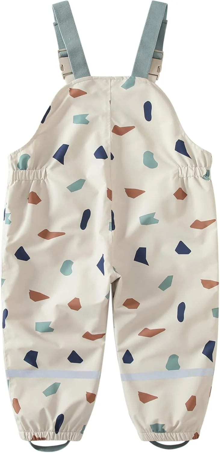 شلوار بارانی بچگانه پسرانه، شلوار پیشبندی بارانی دخترانه، شلوار ضد باد و ضد آب با کمر قابل تنظیم، مناسب 12 ماه تا 8 سال