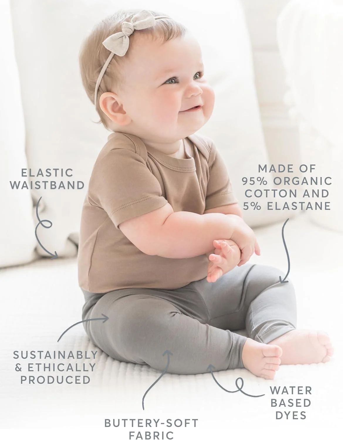 شلوار نخی ارگانیک طرح جی برای نوزادان، کودکان نوپا و بچه ها - لباس دخترانه و پسرانه