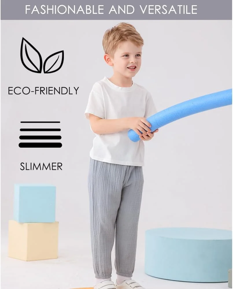 GFQLONG بسته 4 عددی شلوار کتان و لینن ساده پسرانه و دخترانه، شلوار راحتی کشی و گشاد بهاره و تابستانه GFQLONG بسته 4 عددی شلوار کتان و لینن ساده پسرانه و دخترانه، شلوار راحتی کشی و گشاد بهاره و تابستانه