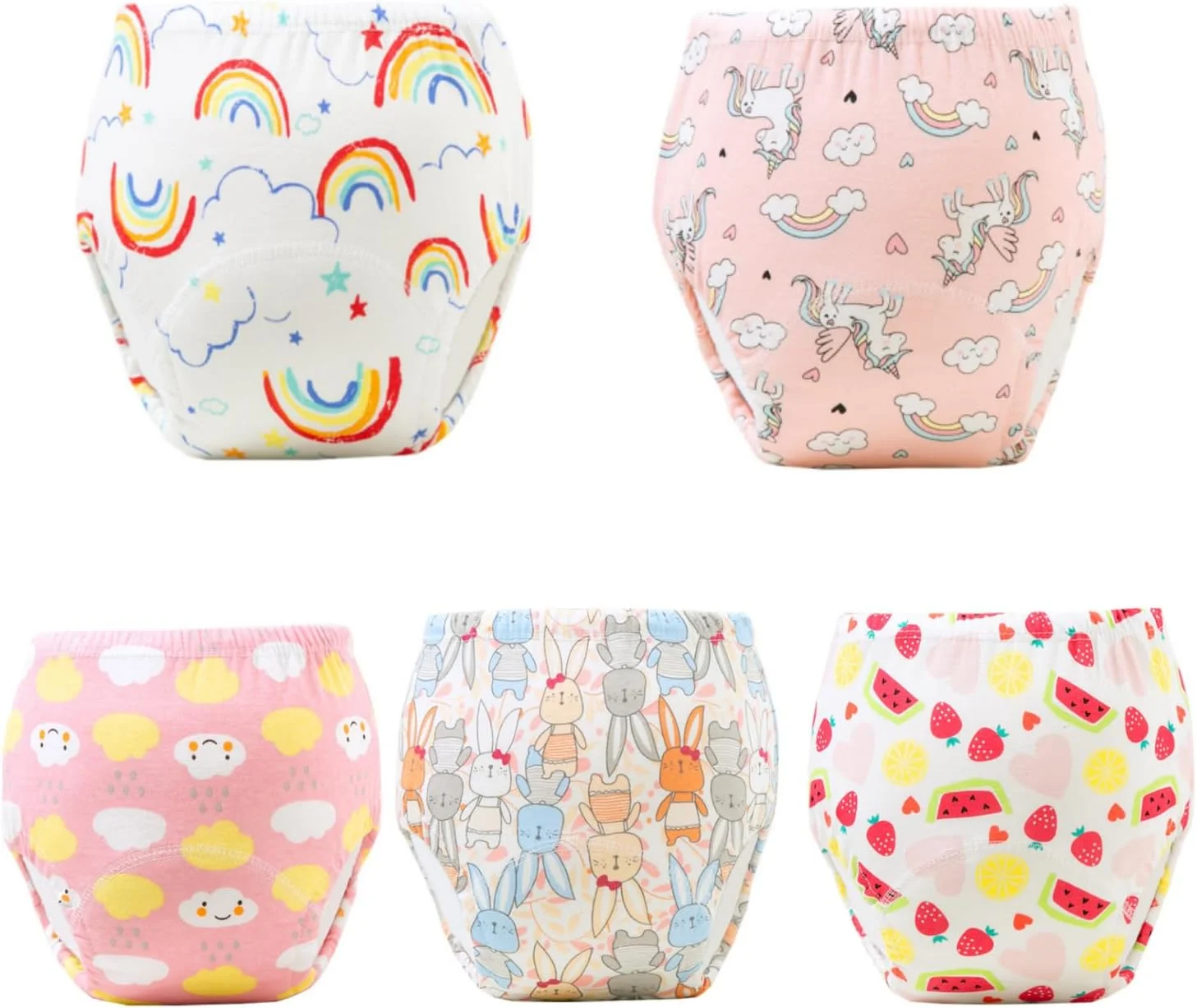 شورت آموزشی لطیف و تنفسی پنبه ای کودک SKY-TOUCH، مناسب آموزش دستشویی رفتن برای کودکان 1 تا 3 سال، پوشک های چند بار مصرف بسیار جاذب برای نوزادان پسر و دختر (سایز L، دخترانه 13-20 کیلوگرم)