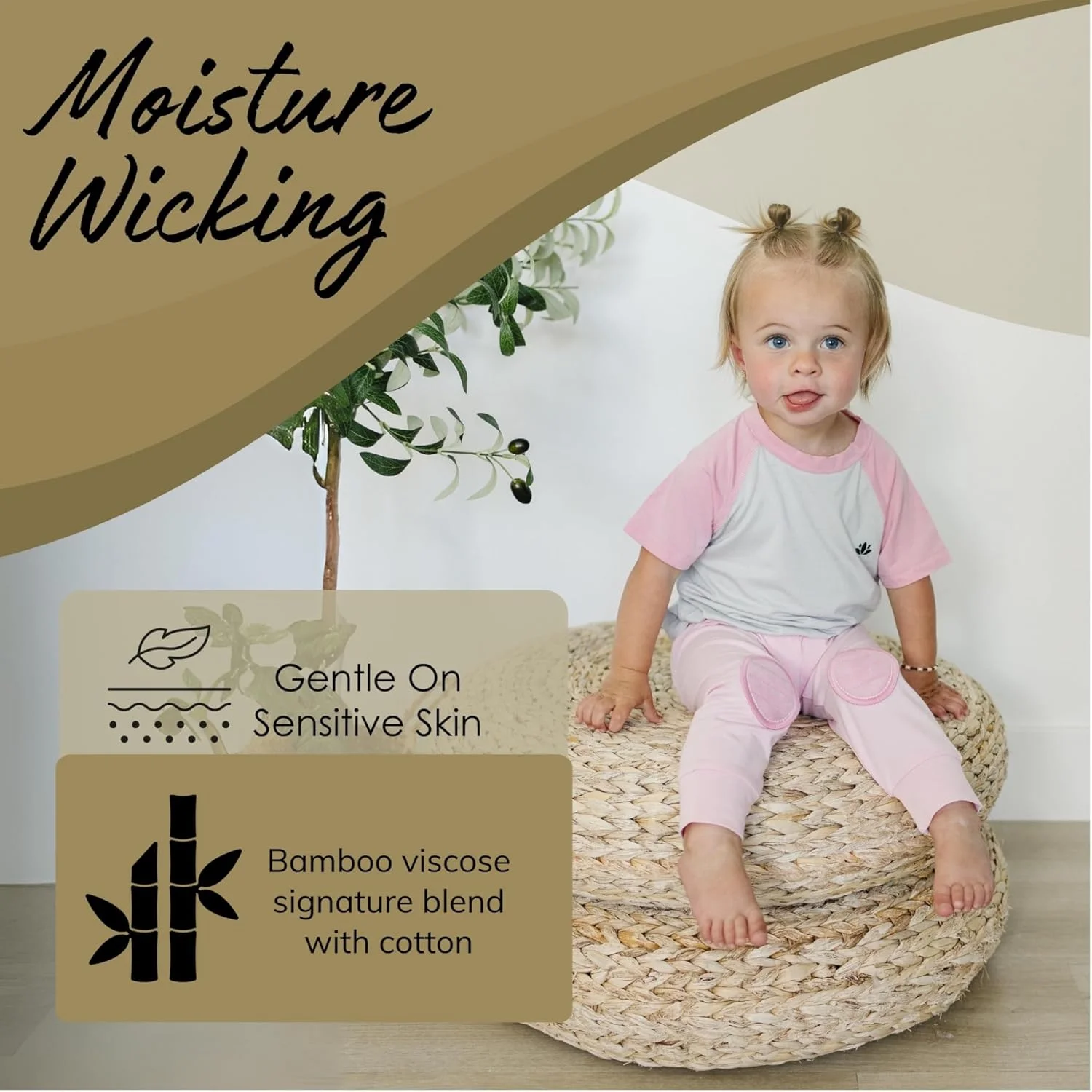 شلوار بچه گانه بامبو با محافظ زانو، مناسب برای نوزاد 6 ماهه و 9 ماهه - بسته 2 عددی