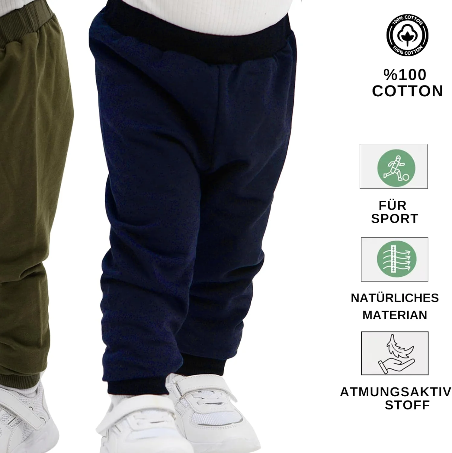 شلوار نخی 100% بچگانه، شلوار کودکانه، بسته 2 عددی شلوار ورزشی غیر رسمی، لباس نرم و راحت برای نوزادان پسر و دختر