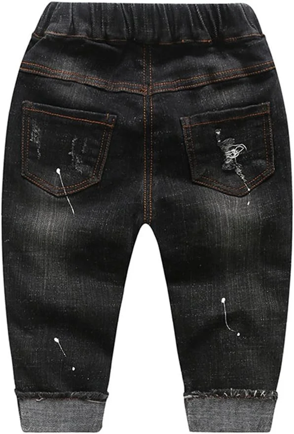 شلوار جین بچگانه KIDSCOOL SPACE، شلوار جین پاره با کمر کشی برای کودکان