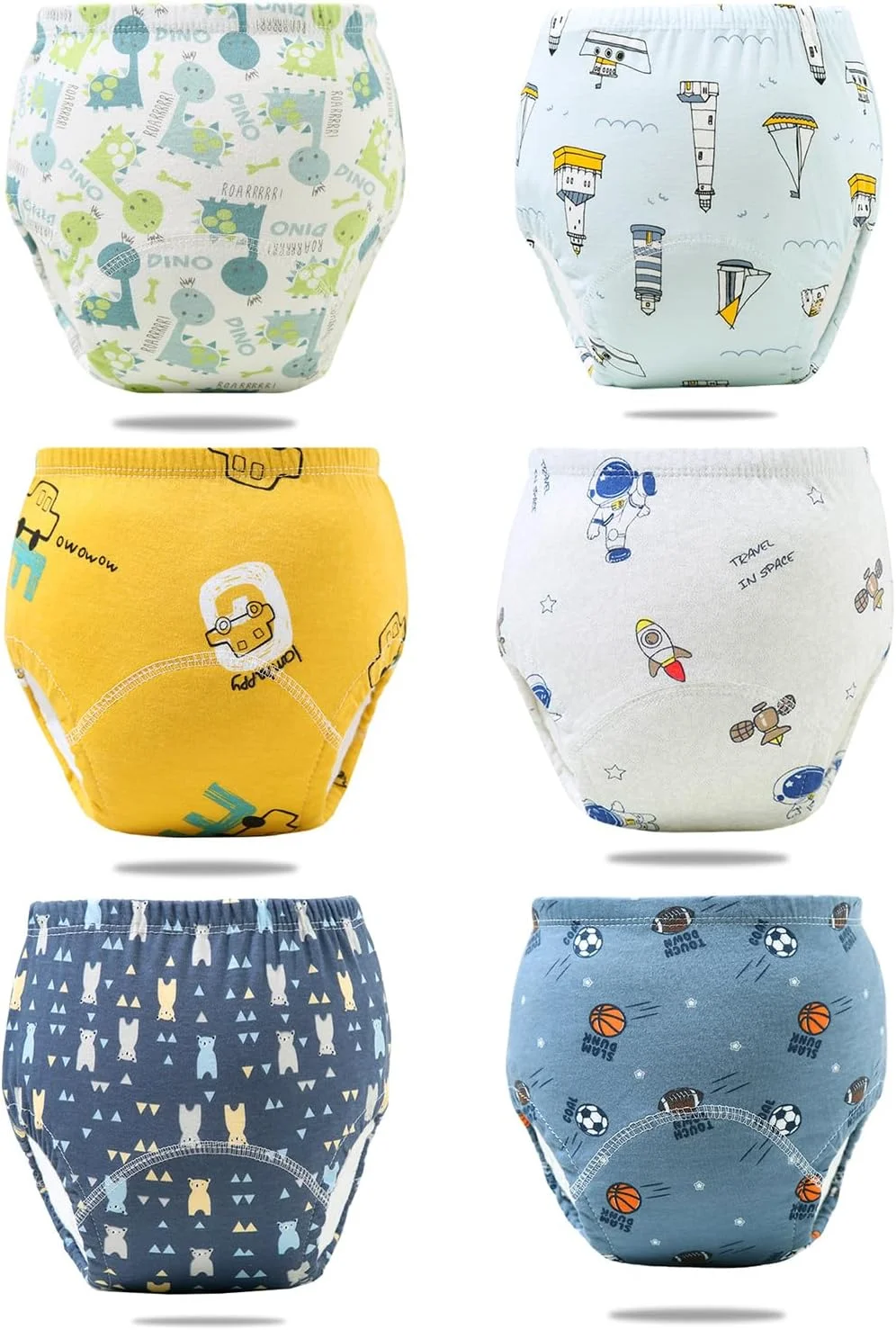 ZONEY شش عددی شورت آموزشی کودکانه، لباس زیر تمرینی برای پسر و دختر، شورت آموزشی با طرح های متنوع