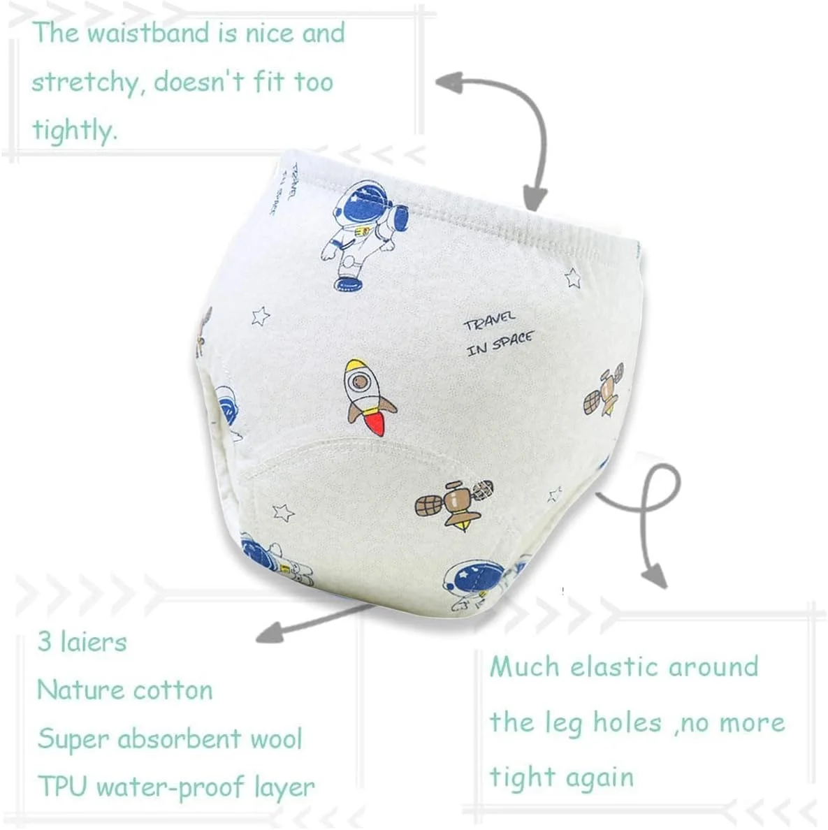 ZONEY شش عددی شورت آموزشی کودکانه، لباس زیر تمرینی برای پسر و دختر، شورت آموزشی با طرح های متنوع