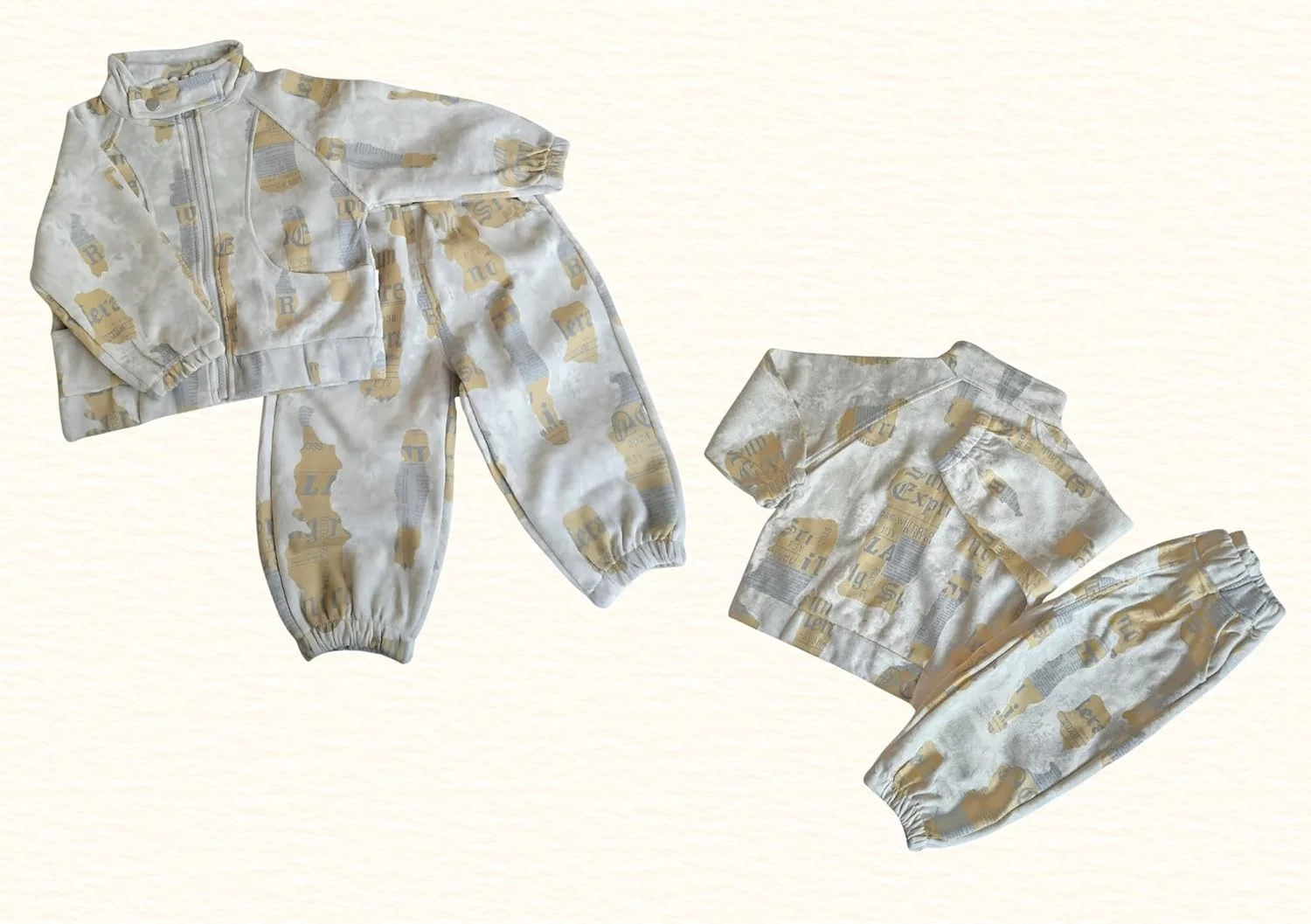 ست دو تکه شلوار پسرانه نوزادی، بلوز آستین بلند غیر رسمی با طرح چاپی زیبا و شلوار ست، مناسب هدیه (بسته 1 عددی)