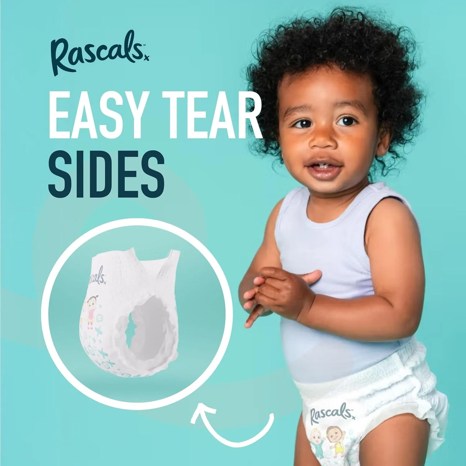 شورت آموزشی پریمیم کودک رسکالز - طراحی آسان پوشیدنی - شورت پوشک نرم و راحت سایز 5 - کمر فوق العاده انعطاف پذیر 360 درجه مناسب 13-18 کیلوگرم - 50 عدد