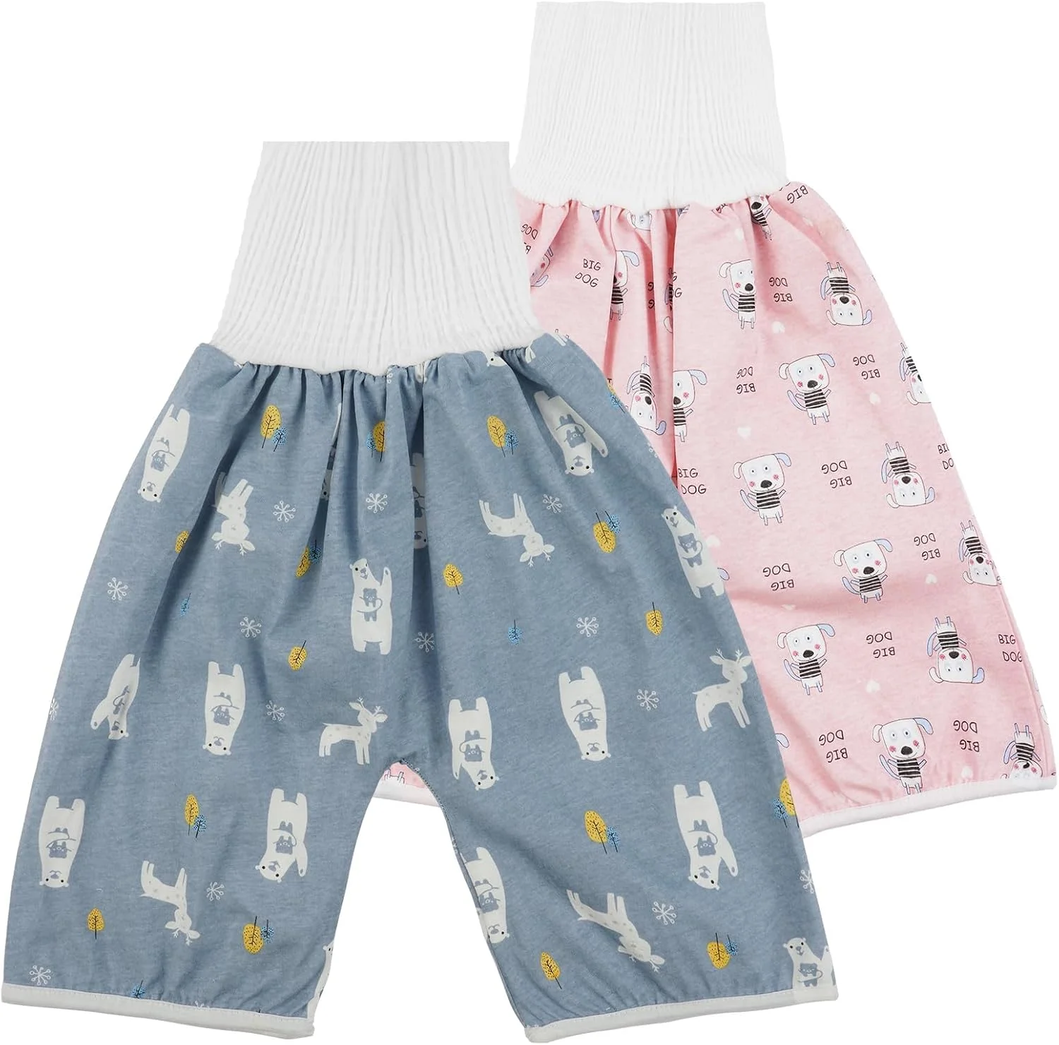 شورت آموزشی کودک، بسته 2 عددی زیرپوش آموزشی ضد آب قابل استفاده مجدد، شورت پوشکی نخی کمر بلند، شورت نرم و تنفسی ضد نشت، برای پسران و دختران 0-5 سال، سایز M