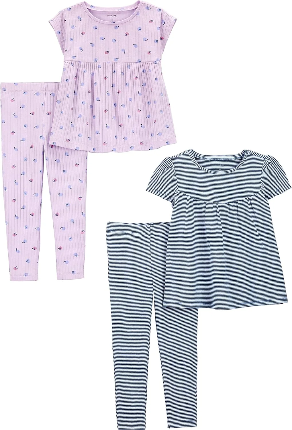 ست لباس بازی ۴ تکه شامل تیشرت آستین کوتاه و شلوار دخترانه