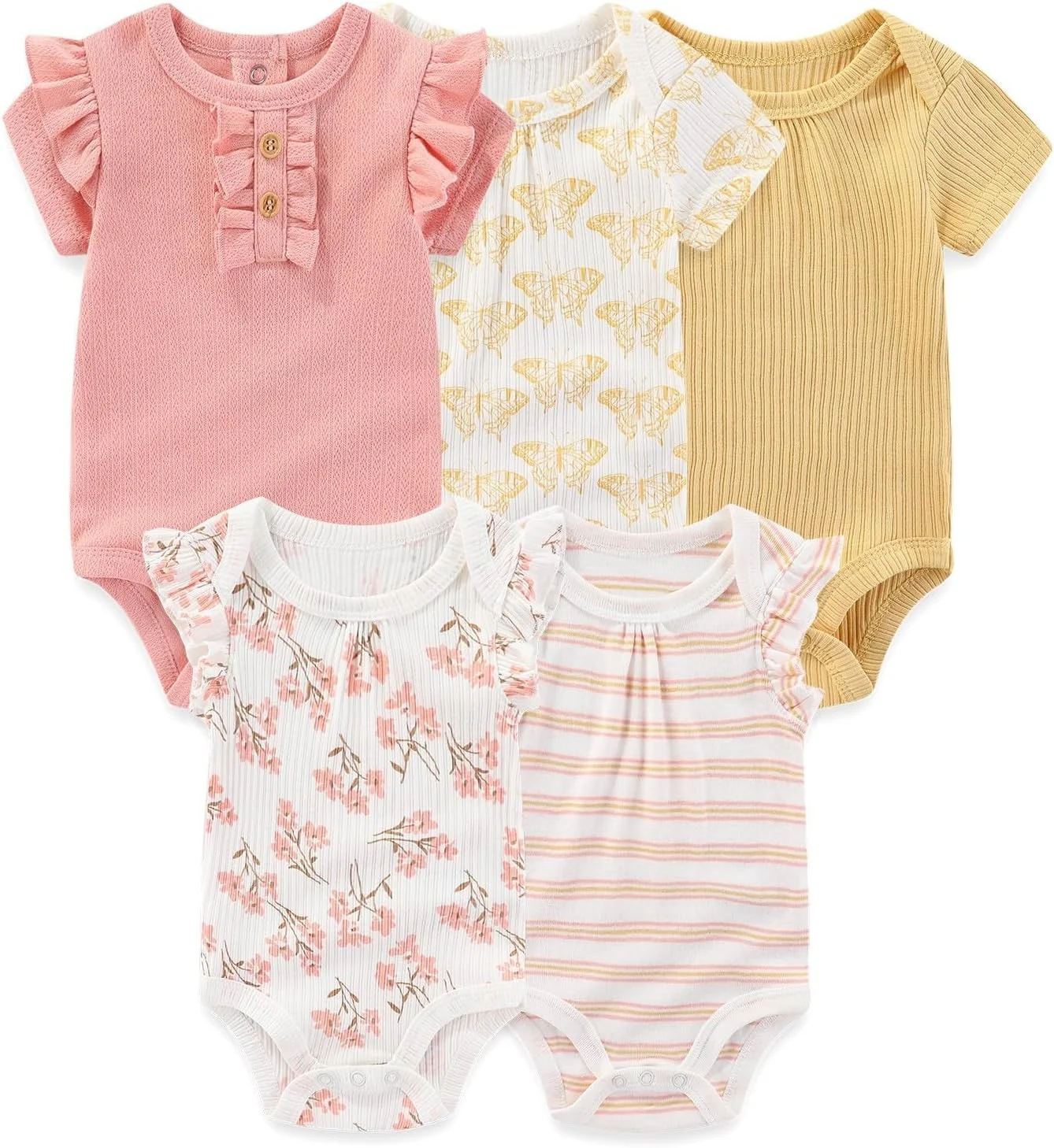 ست لباس نوزادی پسرانه و دخترانه ۱۰ تکه پنبه ای شامل ۵ بادی آستین کوتاه و ۵ شلوار