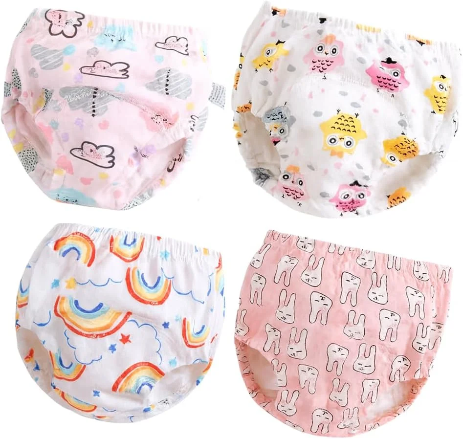 شورت آموزشی کودک اکو مام، 4 عددی، با قدرت جذب بالا، مناسب برای تمرین توالت رفتن نوزادان و کودکان نوپا، یونی‌سکس (6 لایه)، 12 تا 18 کیلوگرم (2 تا 4 سال)، سایز بزرگ، چند رنگ (F)