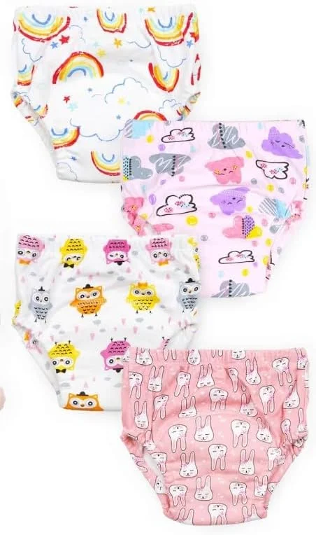 شورت آموزشی کودک اکو مام، 4 عددی، با قدرت جذب بالا، مناسب برای تمرین توالت رفتن نوزادان و کودکان نوپا، یونی‌سکس (6 لایه)، 12 تا 18 کیلوگرم (2 تا 4 سال)، سایز بزرگ، چند رنگ (F)